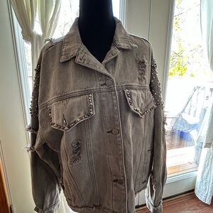 Studded Gray Denim Jacket